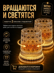 Новинка: набор вращающихся бокалов с подсветкой RUXOR
