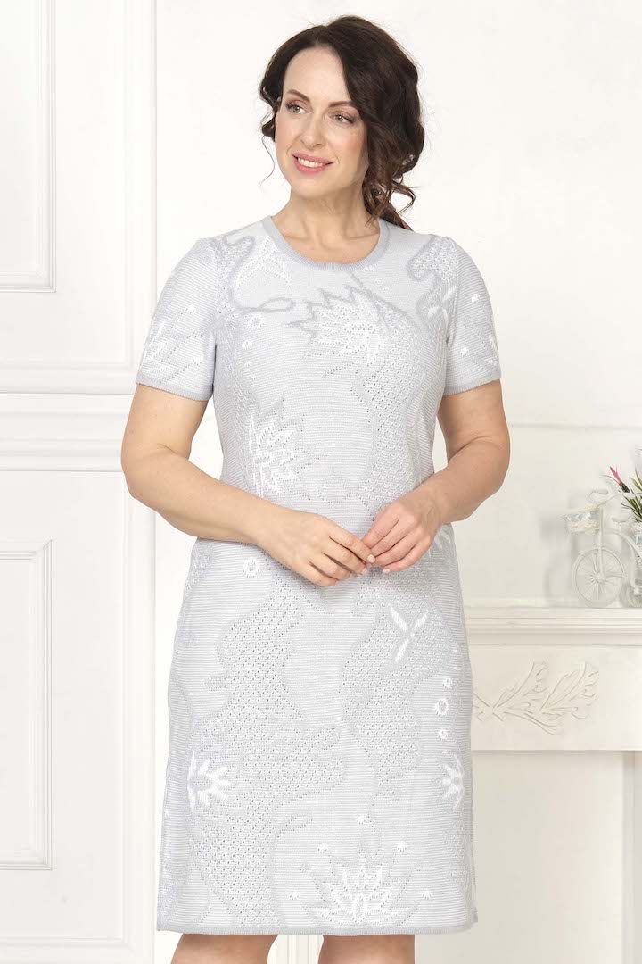 Фото товара 19300, голубое вязаное платье