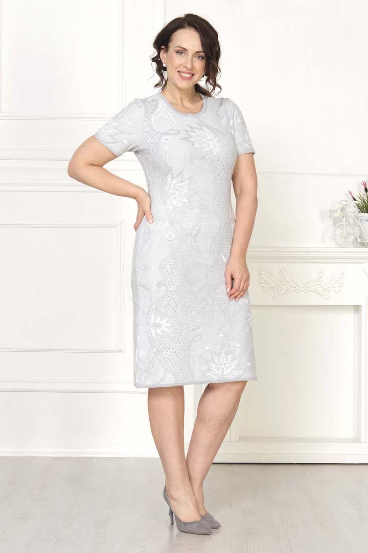 Фото товара 19301, голубое вязаное платье