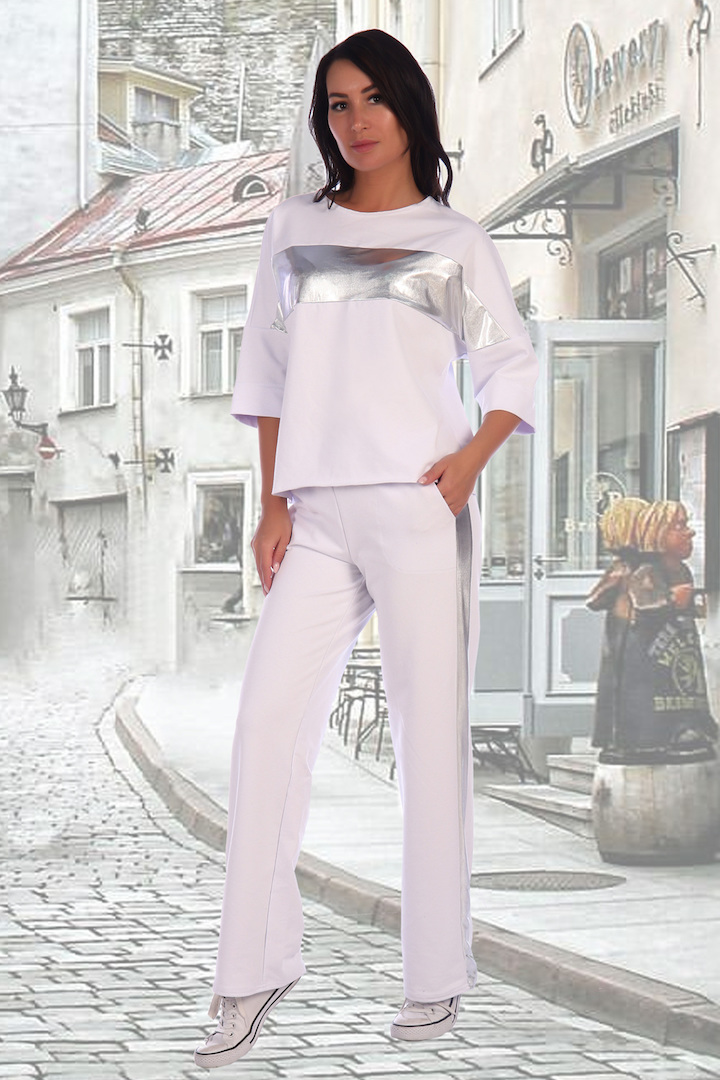 Фото товара 20297, белый повседневный костюм 